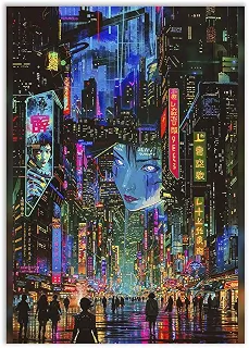 Placa Quadro Decorativo Anime Cyberpunk Futurista Tokyo Poster Quarto Sala