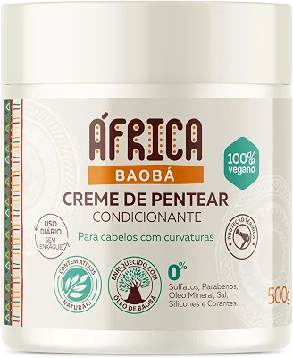 Ápice Creme de Pentear África Baobá | Hidratação, Definição e Proteção Térmica para Cabelos Cacheados, Crespos e Ondulados | 500g