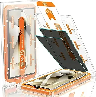CrystalArmor protetor de tela de vidro temperado é compatível com Samsung Galaxy S22 , suporta reconhecimento de impressão digital, Versão com proteção de privacidade, duas folhas por embalagem. (Samsung Galaxy S22)