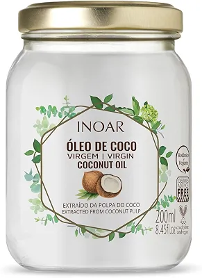 Inoar, Óleo de Coco Extra Virgem, Hidratação Profunda, Força e Nutrição para Todos os Tipos de Cabelos, Vegano e Botânico - 200ml