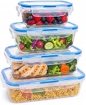 Kit 4 Potes Herméticos com Tampa e Trava | 300ml 500ml 1000ml 1500ml | Organizadores para Geladeira, Freezer e Cozinha | BPA Free