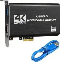 Placa Captura Video 4K USB 3.0 Captura Vídeo Áudio Streaming Placa Captura Jogos 4K 1080P 60FPS Gravação Vídeo Streaming Dispositivo Entrada HDMI Consoles Câmeras Nintendo Switch Video Streaming