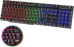 Teclado Gamer Semi Mecânico RGB LED Rainbow, USB, ABNT-2, Anti-Ghosting, Multimídia, Ideal para Jogos e Digitação, Ergonômico - Computador e VideoGame