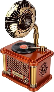 Sanpyl Rádio AM FM SW, Alto-falante Bluetooth retrô de 10 W Com Entrada AUX