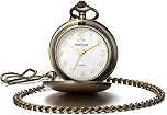 Relógio de bolso clássico de quartzo vintage liso, escala de algarismos arábicos, relógio masculino e feminino com corrente, presente de Natal, formatura, aniversário, dia dos pais