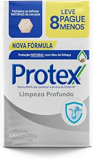 Protex Limpeza Profunda Sabonete em Barra Antibacteriano, 8x85g