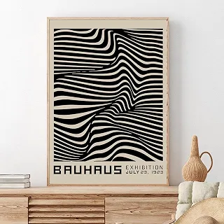 Bauhaus Impressão artística preto e branco imagem neutra meados do século moderno arte de parede impressão contemporânea arte de parede geométrica preto e branco Bauhaus pôster de exposição para sala