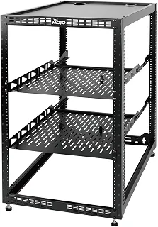 Tecmojo Rack de rede de estrutura aberta 20U para equipamentos de TI e AV, suporte AV no chão ou na parede, com 2 prateleiras de rack 1U e ferragens de montagem, rack de rede para dispositivos de rede