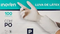 Luva Látex Natural Descartável Com Pó Inoven Tamanho P - Cartucho com 100 Unidades