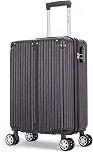 Mala de Bordo 10kg Rígida ABS 4 Rodas 360º com Segredo Leve Resistente Flexível Antifurto Preta tamanho 20 polegadas