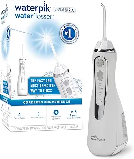Irrigador Oral Waterpik WP-580 Cordless Advanced Sem Fio Recarregável, Removedor de Placa e Limpeza Profunda, Ideal para Aparelhos e Gengivas Sensíveis, Portátil, Design Premium e Resistente à Água Color Branco