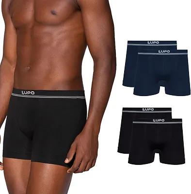 Kit 4 Cuecas Boxer Lupo Microfibra Poliamida Sem Costura Adulto Masculino