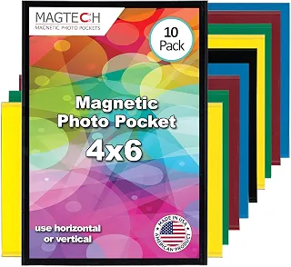 Magtech Porta-retrato magnético com bolso para fotos, pop colorido, comporta fotos de 10 x 15 cm, pacote com 10 cores sortidas, feita nos EUA (94610)