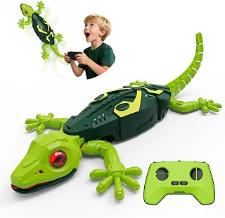 Robô de escalada Gecko, lagartixa com controle remoto para crianças, sobe paredes e tetos, olhos de LED, movimentos realistas, adequado para meninos e meninas de 3 a 8 anos