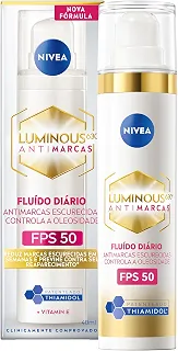 NIVEA Fluido Facial Protetor Cellular Luminous 630 FPS 50 40ml - Reduz e previne manchas escurecidas, uniformiza o tom da pele e conta com Ácida Hialurônico, Vitamina E e filtro