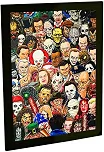 Quadro Decorativo Colagem Vilões Terror Horror Clássicos Geek Cinema Filmes Sala Quarto Escritório Decoração Poster