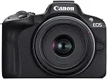 Canon A câmera sem espelho EOS R50 RF-S18-45 mm F4.5-6.3 é um kit de lentes STM, sensor CMOS de 24,2 megapixels (APS-C), vídeo 4K, câmera híbrida, foto e vídeo, vlogging, criador de conteúdo, montagem