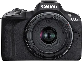 Canon A câmera sem espelho EOS R50 RF-S18-45 mm F4.5-6.3 é um kit de lentes STM, sensor CMOS de 24,2 megapixels (APS-C), vídeo 4K, câmera híbrida, foto e vídeo, vlogging, criador de conteúdo, montagem
