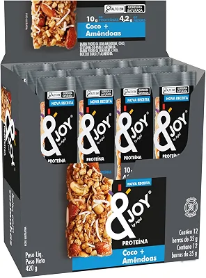 &Joy Barra De Proteína Enjoy Coco E Amêndoas 35 G 12 Unidades