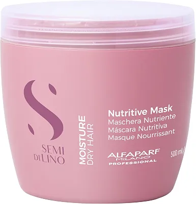 Alfaparf Milano Semi di Lino Moisture Máscara – Hidrata, nutre e amacia – Sem sulfato - Para cabelos secos – Seguro em cabelos coloridos - Qualidade profissional de salão 500ml
