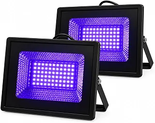 Kit 2 Refletores UV LED Luz Negra 100W IP66 Impermeável Bivolt