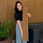 10 Placas Autocolante Revestimento de Parede Ripado Premium em MDF - Cor Freijó - 45x16cm