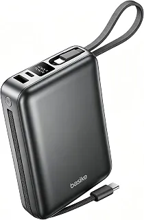 Basike Carregador Portátil, Power Bank 20000mAh com Cabos Integrados(Cinza)