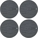 Protetor de Silicone Atóxico para Fogão de Indução Naxos - Conjunto com 04 unidades – Resistente até 240 °C, Antiderrapante. Produção Nacional, almofada protetora contra riscos. Cor: Preto