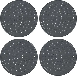 Protetor de Silicone Atóxico para Fogão de Indução Naxos - Conjunto com 04 unidades – Resistente até 240 °C, Antiderrapante. Produção Nacional, almofada protetora contra riscos. Cor: Preto