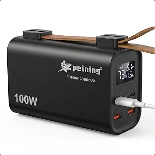 Power Bank 30000mAh 100W PD USB-C com LED Carregador Turbo Portátil