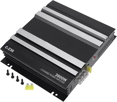 Amplificador Car Audio 2 Canais 3800W Potência Máxima Som Automotivo, Conexão Stereo, Design em Preto para modulo taramps, amplificador de som