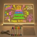 Quadro de Desenho Luminária LED para Escrita com 7 Canetas – Lousa de Mesa para Anotações em Acrílico com Efeito 3D