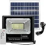 Refletor Holofote LED Solar 500W com Placa Solar Controle Remoto IP65 Grande Luz Branca Fria 6000K para Jardim Quintal Garagem e Área Externa