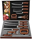 Kit Churrasco 8 Peças Facas Aço Inox Antiaderente com Estojo - Amadeirado