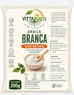 Argila Branca - 100% Pura Natural Vitta Roots Clareadora Para Cuidados Faciais Corporais e Capilares (500 gramas)