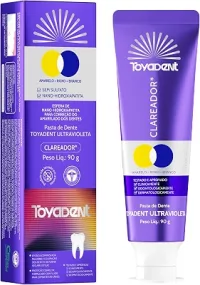 TOYADENT Pasta de Dente Roxa Clareadora 90g com Flúor, Anticáries, Remove Manchas e Ilumina, Fortalece os Dentes, Cuidado para Sensibilidade, Hálito Fresco Duradouro, 1 Unidade