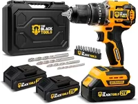 Parafusadeira Furadeira de Impacto Sem Fio 21V Brushless 2 Baterias The Black Tools TB-21YX
