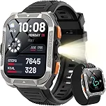 Smartwatch Militar Blackview com GPS - Bateria 60 Dias, Lanterna LED, Bússola, IA ChatGPT, 1.91' HD, 150+ Modos Esportivos, Chamadas Bluetooth - Android/iPhone
