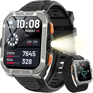 Smartwatch Militar Blackview com GPS - Bateria 60 Dias, Lanterna LED, Bússola, IA ChatGPT, 1.91' HD, 150+ Modos Esportivos, Chamadas Bluetooth - Android/iPhone