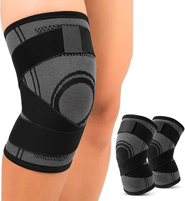 Kit Par 02 Joelheira Alta Compressão Alivio Dores Ortopédica Elástica Ajustável Proteção Esportes Recuperação