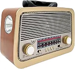 Rádio Retro Vintage AM FM USB Recarregável com Lanterna AD-3199