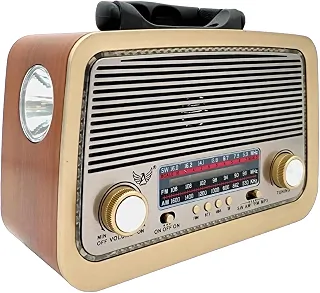 Rádio Retro Vintage AM FM USB Recarregável com Lanterna AD-3199
