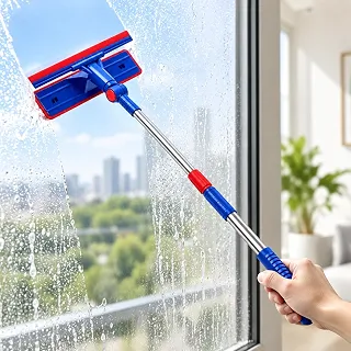 Rodo Limpa Vidros com Cabo Ajustável de 42 a 72 cm, Limpador de Janelas e Vidros, Rodinho para Limpeza de Superfícies, Prático e Funcional