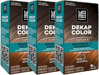 Kit 3 DekapColor Yama Removedor De Coloração Capilar Cabelo Profissional Sem Amonia 120ml