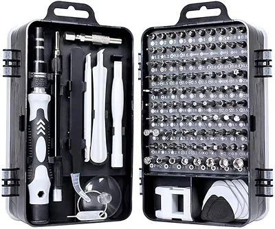 Conjunto de Chaves de Fenda de Precisão 115 em 1 Kit Ferramentas Reparo com Driver Magnético para Celular PC iPhone Notebook Console Óculos Câmera Bolsa Portátil Inclui 98 Bits Acessórios