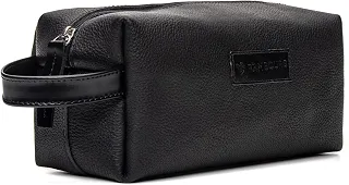 Necessaire Masculina Couro Legítimo Premium Viagem Higiene Pessoal Resistente Luxo (Preto)