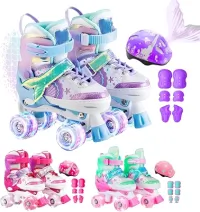 Patins Infantil Roller 4 Rodas Ajustável + Kit Proteção