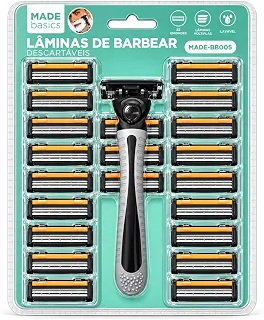 Aparelho de Barbear e Depilação com 22 Refis Descartáveis para Corpo Barba