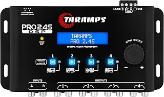 Taramps Processador de Áudio Pro 2.4S Digital 4 Vias Entrada RCA e Fio Crossover Equalizador 15 Bandas Anti-Puff Alinhamento Som Automotivo Profissional Alta Performance 12 Presets DSP
