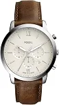 Neutra Relógio cronógrafo masculino com pulseira de aço inoxidável ou pulseira de couro genuíno